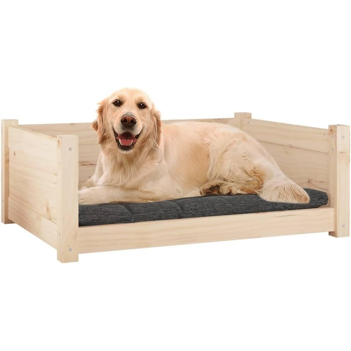 Собаче ліжко біле з масиву сосни, 75.5x55.5x28 см - VidaXL