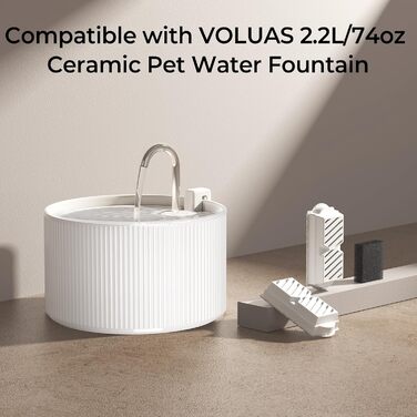 Керамічний фонтанчик для котів 2.2л з автоматичною подачею води, тихий насос та 6 фільтрів