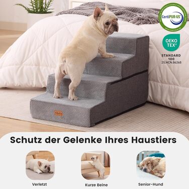 Сходи для собак Gardner Pet 2-в-1, 3 сходинки, регульована висота 23/36 см, сірі (висота 46.5 см)
