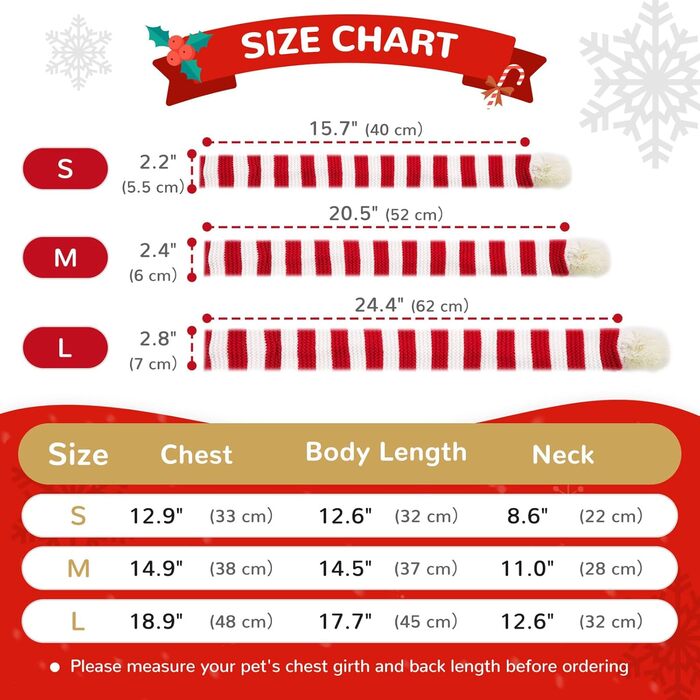 Набір святкового одягу для собак на Новий Рік: теплий пуловер та шалик для тварин, розмір M, червоно-білий