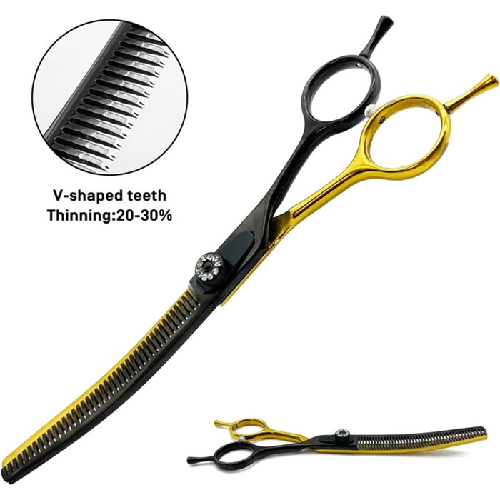Професійна витончена ножиця для грумінгу собак 7.5 дюймів, з японської сталі 440C, для тонкої стрижки та зменшення товщини шерсті на 20-70%