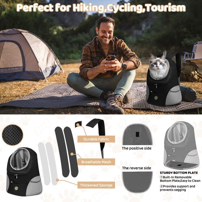 Рюкзак для тварин Adiwo з сітчастим вікном, дихаючий, легкий, для собак та котів (до 7,5 кг), портативний, складаний, дизайн 