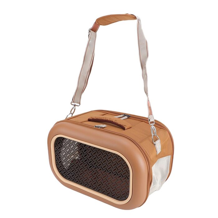 Транспортна переноска для котів та собак Asixxsix - для маленьких та середніх тварин до 7 кг, з PU-шкіри та Оксфорду, складна та водонепроникна