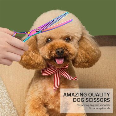 Професійна витончена ножиці для грумінгу собак та котів, 17.5 см, японська сталь, зменшення густоти на 65%, фіолетовий колір