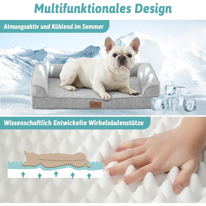 Ортопедичне ліжко для собак COZY KISS XL, 107x76x18 см - ліжко для великих собак з яйцеподібною піною та знімним чохлом