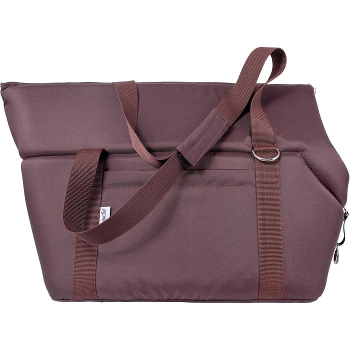 BOUTIQUE ZOO Сумка-переноска для собак XL (до 15 кг) – велика переноска для середніх собак та котів – м'яка, складна та пральна – 52×35×39 см – (Д 52 x Ш 35 x В 39 см, Коричневий Бежевий/Мінки)