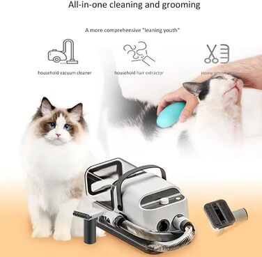 Набір для грумінгу собак з вакуумом, професійний, 1.8л, 5 інструментів, видаляє 99% шерсті, для собак та котів