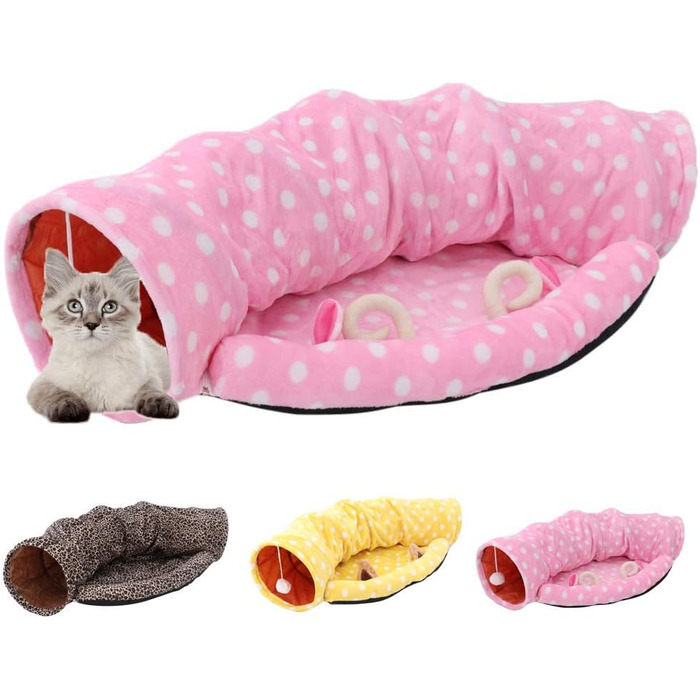 Тунель-ліжко для котів Tubayia, іграшка-тунель для котів, рожевий