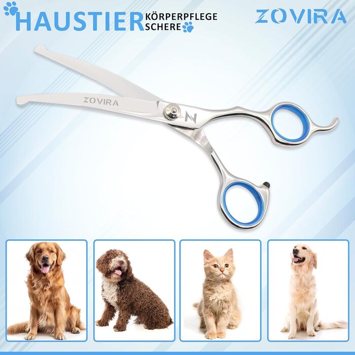 Професійні ножиці для грумінгу собак 6,5'', вигнуті, з круглим кінчиком та ножиці для стрижки подушечок лап. Ножиці для грумінгу собак, індивідуальна упаковка