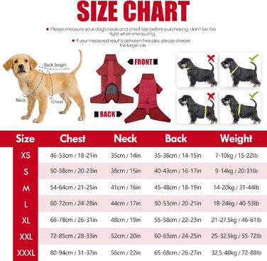 Зимовий теплий одяг для собак: теплий комбінезон-піжама з отвором для повідка (XL, червоний)