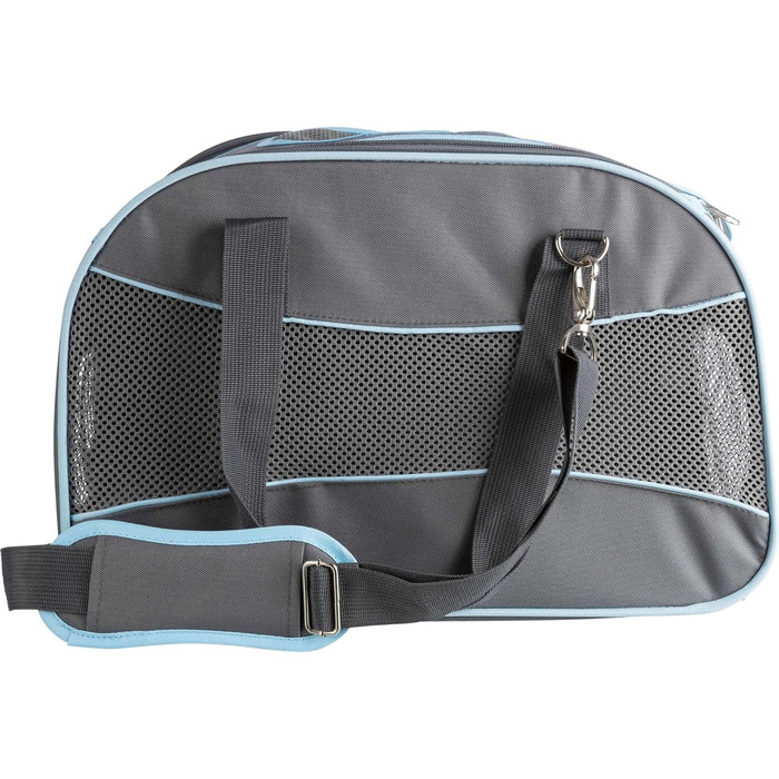 Тріксі Сумка для собак Альїсон - містка, з кріпленням для тележки, верхнє відкривання, ремінь на плече, вбудований поводок, м'яка підкладка, 20 x 29 x 43 см, до 8 кг, сіро-блакитна, 28856