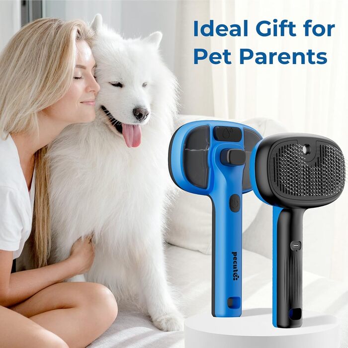 Побутова щітка для котів Pecute з парою та спреєм, багатофункціональна, для масажу та догляду за довгошерстими тваринами (блакитна)