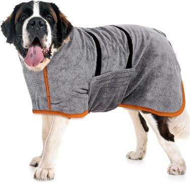 Рушник для собак великих порід, халат для собак, з застібкою на липучці, швидко вбирає воду (XL)