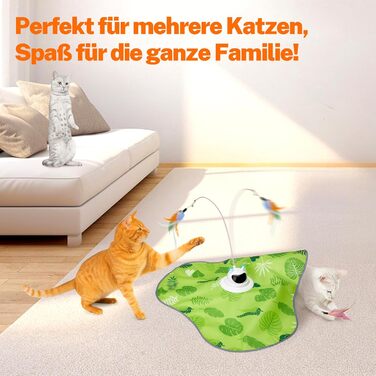 Інтерактивна іграшка для котів Toozey з 3 знімними пір'ями, електрична іграшка з автоматичним висуванням пір'я та USB-зарядкою, іграшка для самостійних ігор для котів будь-якого віку, блакитна (зелене трикутника)