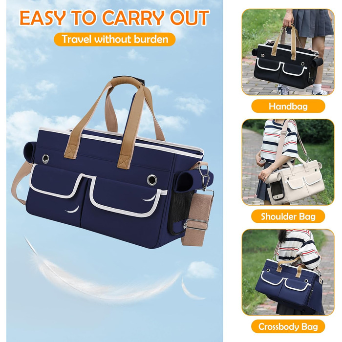 Транспортна переноска для котів та собак ALLSOPETS, складана, дихаюча, для подорожей, кемпінгу, прогулянок (Блакитна)