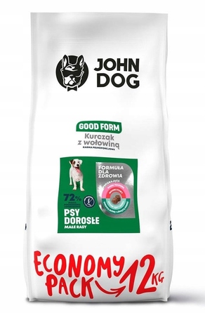 Сухий корм для собак малих порід John Dog Good Form (курка та яловичина), 12 кг