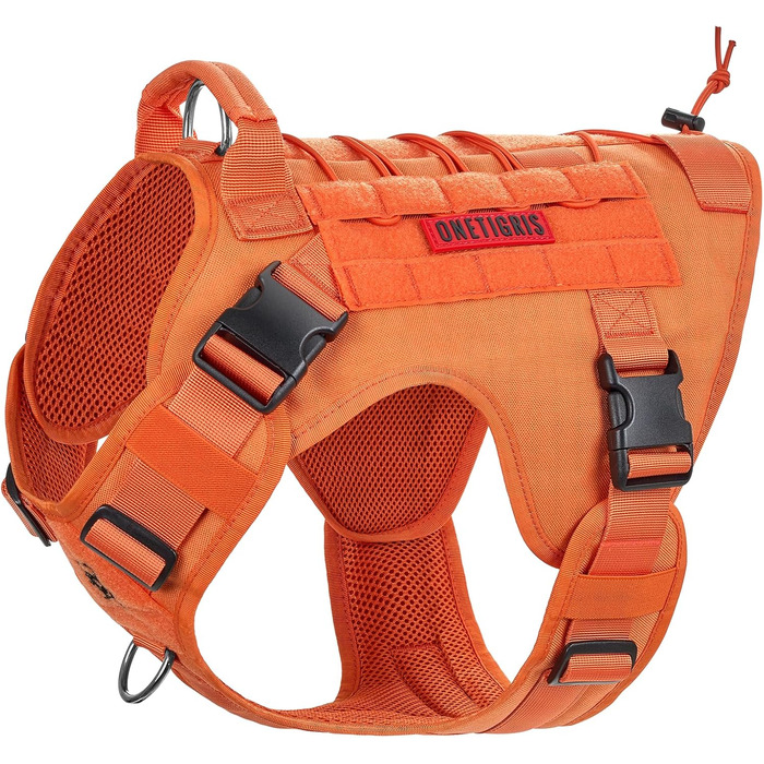 Тактичне обіднє нашийник для собак OneTigris FIRE WATCHER, 1000D нейлон, помаранчевий, розмір M