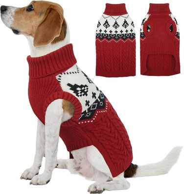 Теплий зимовий пуловер для собак Kuoer, червоний (M)