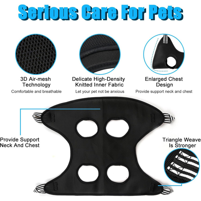 Набір для догляду за тваринами: гамак, триммер для нігтів, нашийник для грумінгу, фіксатор, петля для грумінгу, дихаюча сумка, помічник для малих тварин, чорний інструмент для догляду за кігтями