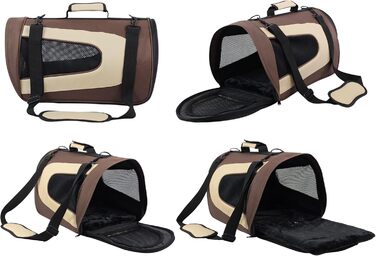 EliteField Deluxe Transportbox для тварин: м'яка переноска, гарантія 3 роки, сертифікована для авіаперевезень, різні розміри, 50.8 x 27.9 x 27.9 см, Колір: Коричневий+Бежевий