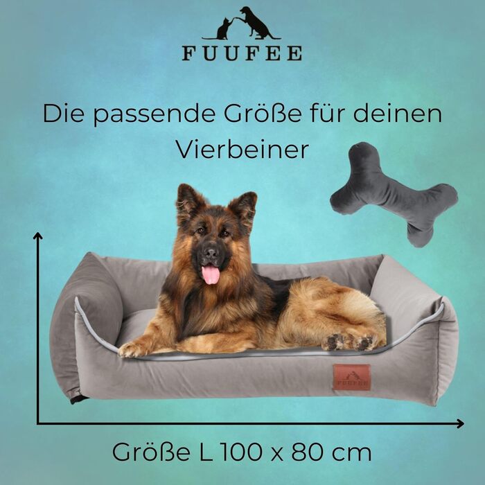 Крісло-ліжко для собак великих порід FUUFEE, 100 x 80 см, бежеве, знімний чохол на блискавці, миється