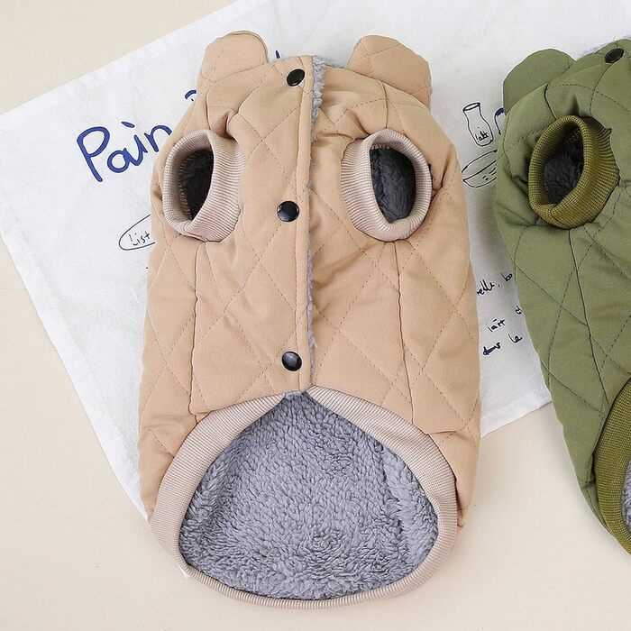 Зунеа - тепла куртка для собак маленьких та середніх порід, коргі, з кільцем D, флісова підкладка, зимова, для холодної погоди, жилет, куртка, одяг для цуценят, м'яка, для хлопчиків, такса, зелена (XXL, хакі)