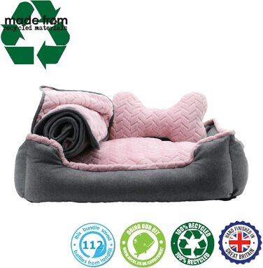 Кімнатне ліжко для собак Ancol – м'яка підстилка з бортиками, 60 x 50 см, рожевий колір