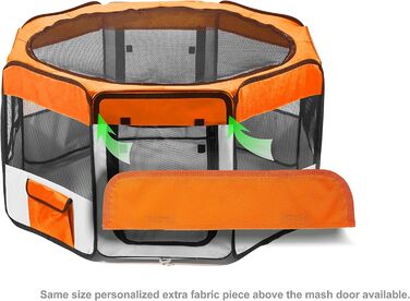 Портативний вольєр для тварин Pawer, 114x61 см, 8 панелей, оранжево-сірий, з можливістю персоналізації, 600D Oxford, для котів/собак/цуценят