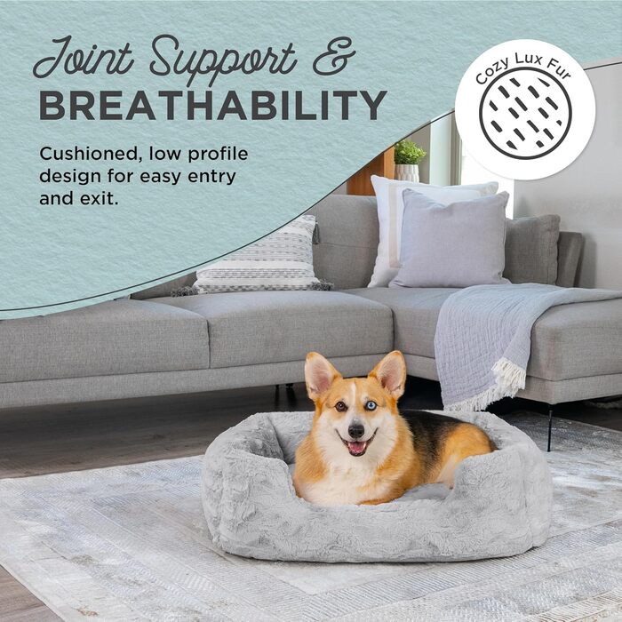 Лежак для собак Best Friends by Sheri Soothe & Snooze Lounge Lux, прямокутний, memory foam, сірий, 76x51 см, середній, праний