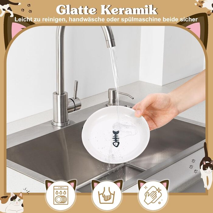 Набір мисок для котів з кераміки з металевим підставкою (2 шт.) - підняті миски для годування котів, неслизькі миски, сучасний дизайн