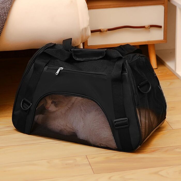 Транспортна сумка для тварин, переноска для кошенят, чорна, водонепроникна, легка, дихаюча, для подорожей, кемпінгу, прогулянок
