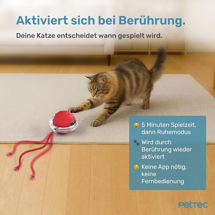 Автоматична іграшка для котів PetTec® з лазерним вказівником та м'ячиком (2 шт.) - інтерактивна іграшка для котів, 24/7 зайнятість