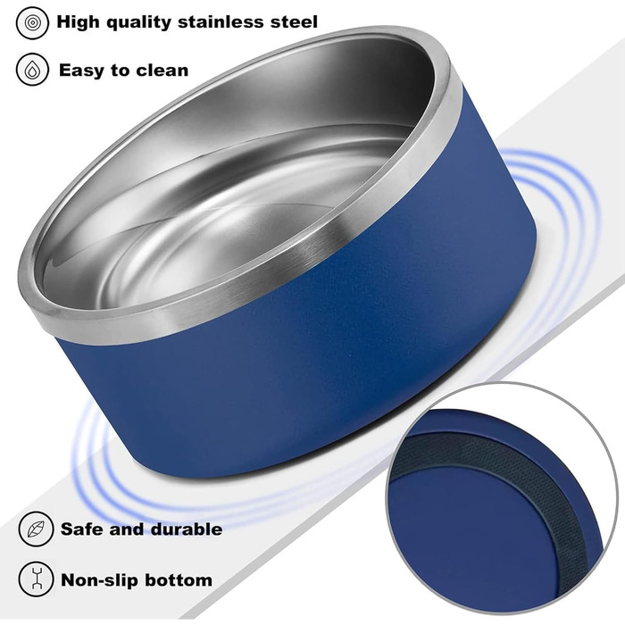 Персоналізований миска для собак та котів – нержавіюча сталева миска з іменем, неслизька годівниця для собак та котів, поїлка (блакитна)