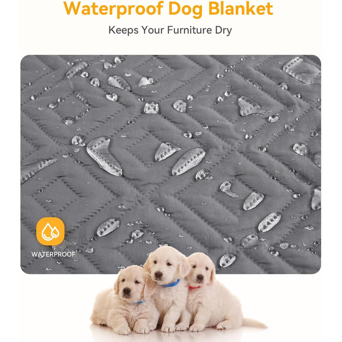 Водонепроникний килимок для собак, антиковзкий та пральний, ковдра для собак та котів, захисна ковдра від шерсті та подряпин для дивану, ліжка, автокрісла (Сірий, 127x152 см)