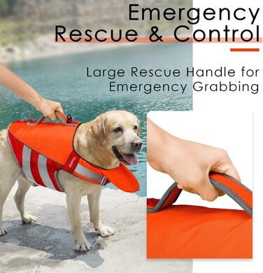 ThinkPet Жилет рятувальний для собак, світловідбиваючий, з регулюванням, поплавці (Оранжевий, Червоний, Розмір S)