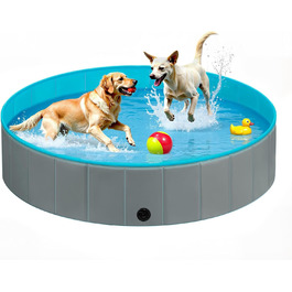 Басейн для собак EUGAD, складаний, 120x30 см, сірий. Плавальне озеро для собак, антиковзне PVC.