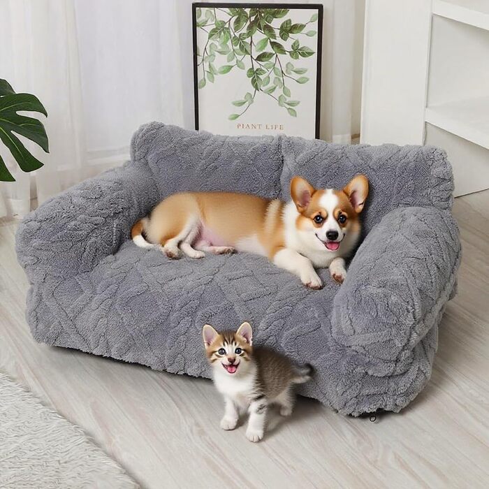 М'яке ліжко для собак та котів KunpengZen – зручне та миється, сірий колір, 65x45 см, до 7 кг