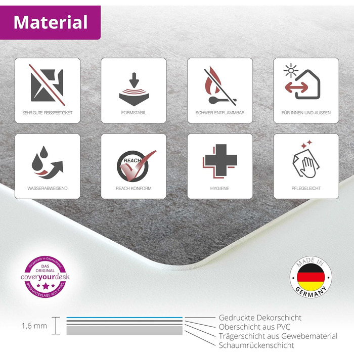 Підстилка для собак та котів 60x40 см – вінілова кормова підстилка з металевим покриттям, міцна, зносостійка, неслизька та водовідштовхувальна – Made in Germany
