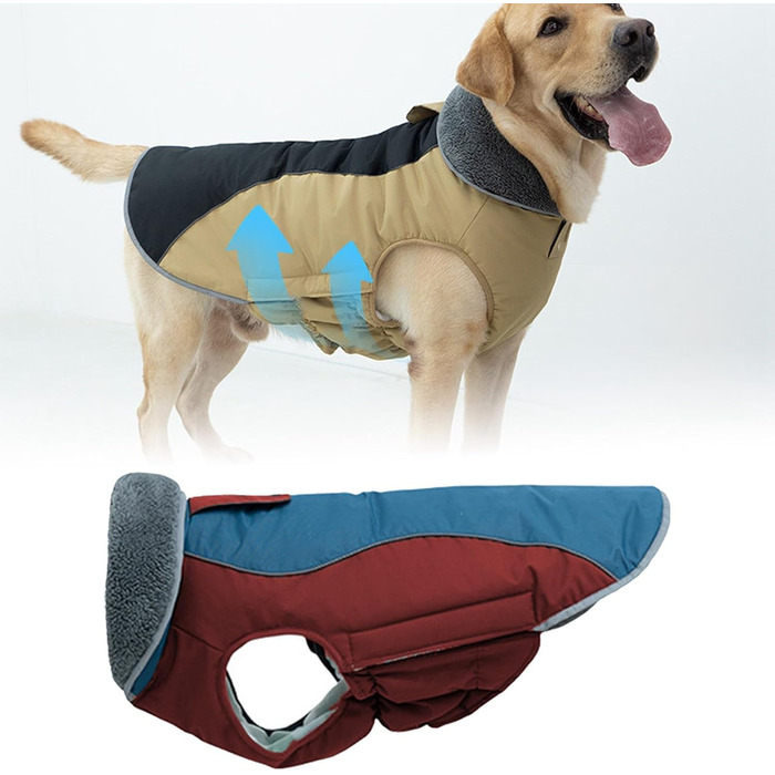 Водонепроникний зимовий одяг для собак - тепла куртка з флісовою підкладкою та захистом живота. Підходить для малих, середніх та великих собак (червоний, M)