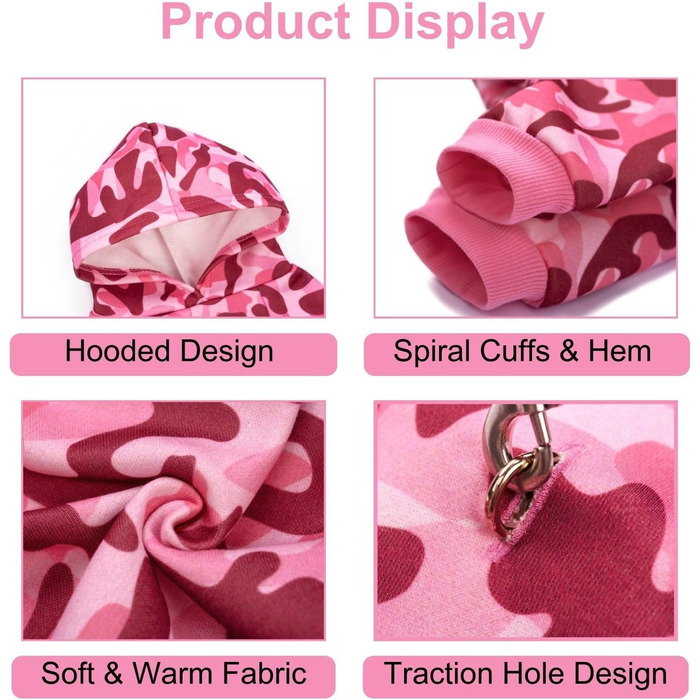 Теплий флісовий худі BT Bär з камуфляжним принтом для собак та котів, зимовий світшот, куртка, теплий одяг для маленьких та середніх тварин (зелений)