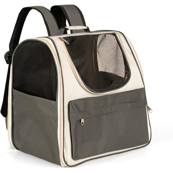 Рюкзак для тварин Petsona: переноска для кота та собаки, сірий, 37 × 34 × 25 см