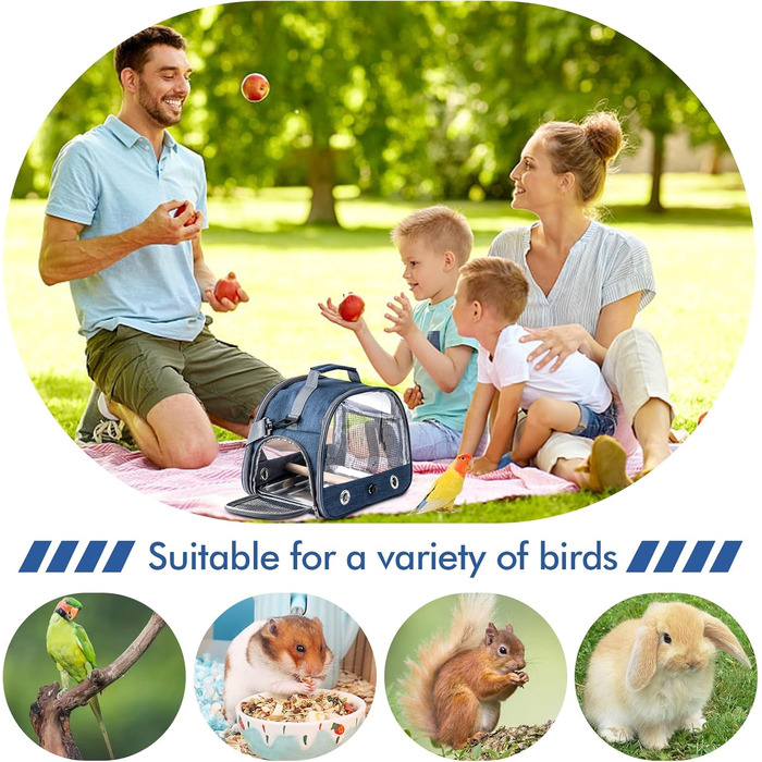 Транспортний бокс для птахів: рюкзак-переноска з підставкою та підносом з нержавіючої сталі, легкий та дихаючий, для подорожей з папугами та канарейками (33*17*26 см)