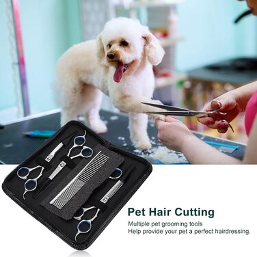 Набір для стрижки собак та котів: ножиці, вилок, професійний інструмент для грумінгу, нержавіюча сталь, чорний колір