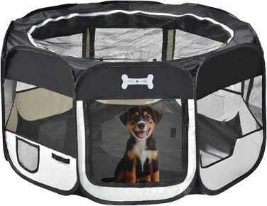 Вольєр для цуценят Petigi XL 115x115x65 см, 8-кутний, для собак, котів, гризунів, легкий у догляді, чорний