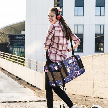 PETCUTE Транспортна сумка для котів та собак, складана, з плечовим ременем, схвалена авіакомпаніями, дихаюча, знімний килимок, M, Marineblau (Морський блакитний)