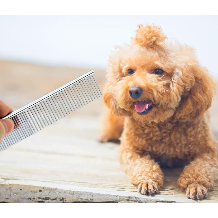 Гребінець для собак Andiker з нержавіючої сталі, щітка для догляду за шерстю, підходить для малих, середніх та великих тварин, котів, коней (L) Large