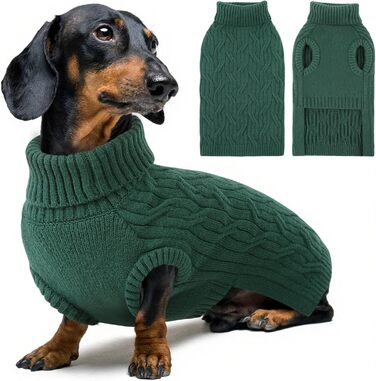 Светр для собак Queenore: в'язаний водолазка для джек-расселів, коргі, бульдогів (XS, зелений)