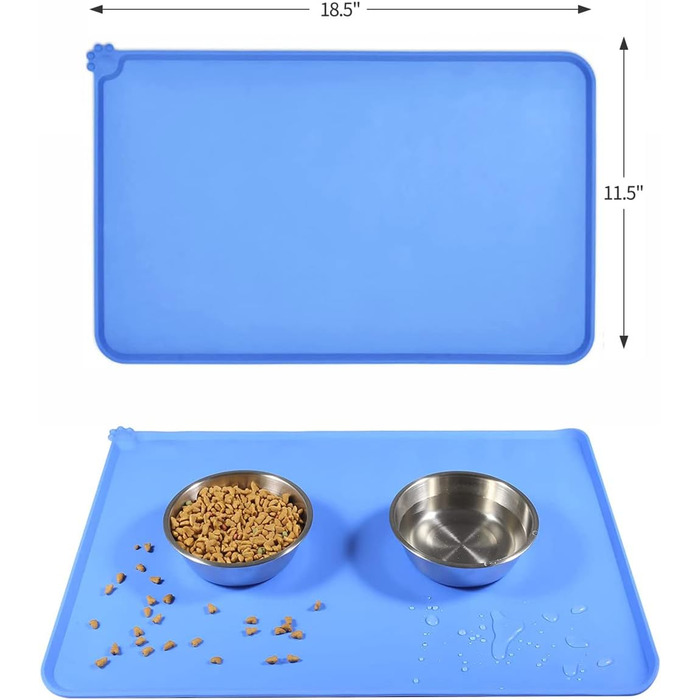 Підкладка під миски для собак та котів Fressnapf, силіконова, водовідштовхувальна, антиковзаюча, 47x30 см, сіра