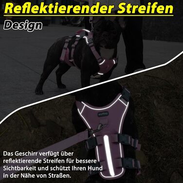 Нашийник для собак Wuffley з повідком, безпечний нашийник від вислизання, анти-тяговий нашийник з ручкою та світловідбиваючими елементами, легкий, регульований нашийник для середніх собак (рожевий, XS) Дуже маленький рожевий