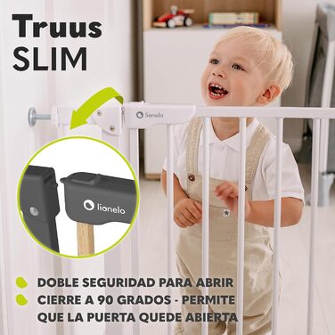 Захисні ворота LIONELO Truus Slim, регульована ширина 75-105 см, висота 77 см, двостороннє відкривання, самозамикаючі, округлені краї